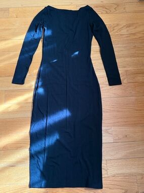 Wild Fable Long Sleeve Black Midi Dress